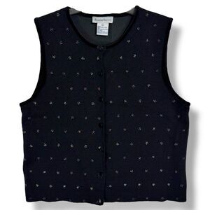 Vintage Robert Scott Beaded‎ Vest Top Size L 100% Wool & Velvet Whimsigoth Fairy
